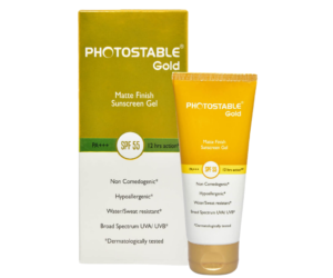 Photostable Gold Matte Finish Sunscreen Gel Spf 55 Pa+++